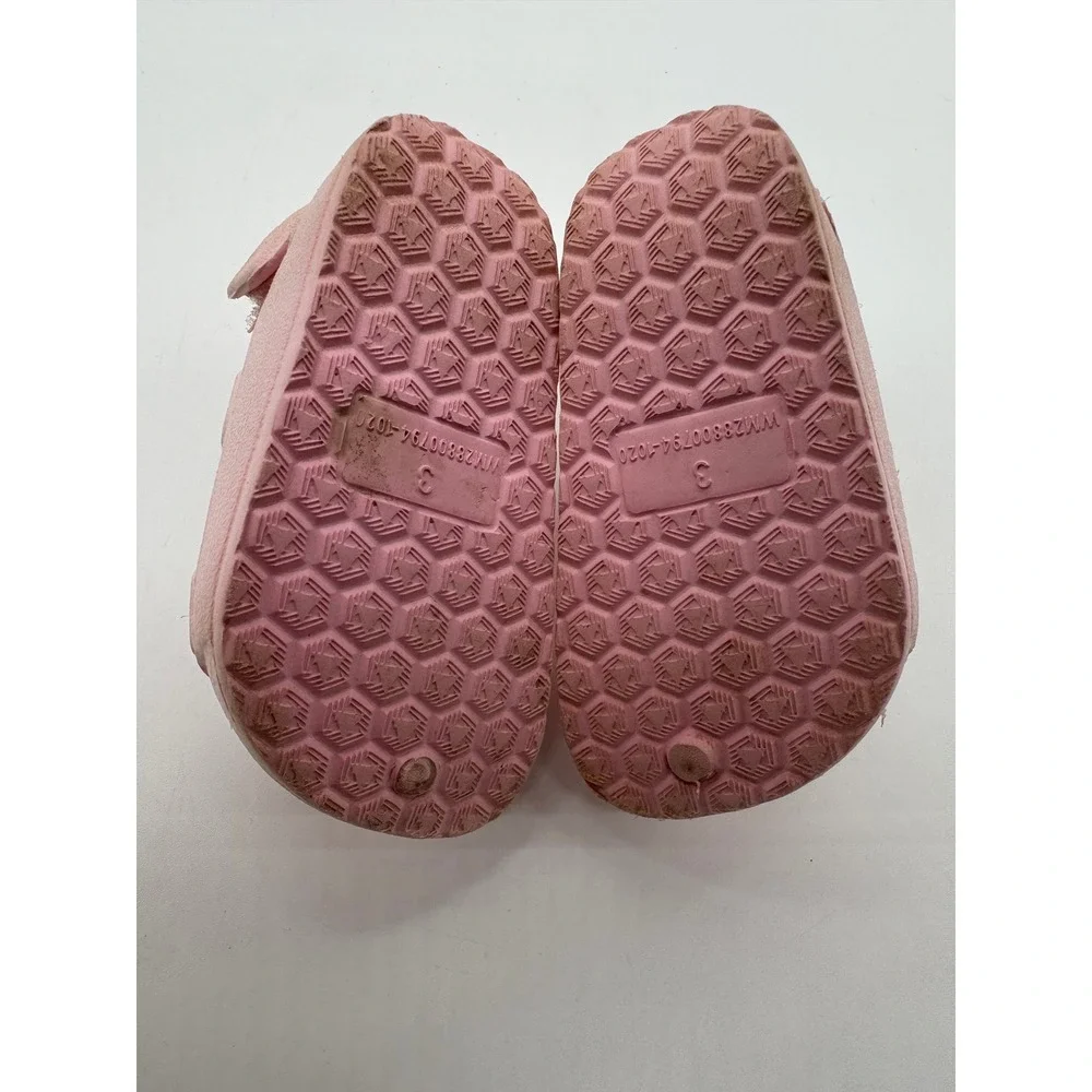 Toddler Girls Pink Double Buckle Adjustable Strap Sandals Size 3